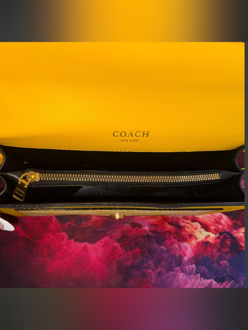 Faux Coach Yellow Signature Canvas Crossbody Bag - Picture 3 of 3